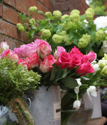 buckets of flowers